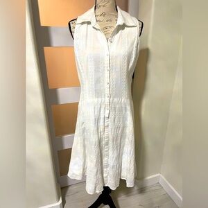 🧨 Nine West white cute dress 100% Cotton SZ 12 EUC